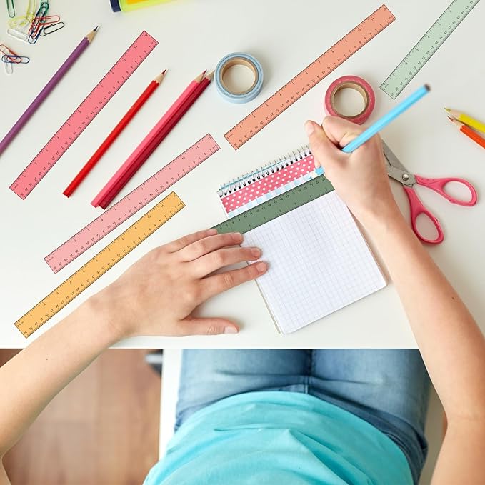 Panelee 108 Pcs 12 Inch Plastic Ruler Color Transparent Colorful Metric Clear Ruler with Inches and Centimeters for Kids School Home Classroom Office Back to School Gifts Supplies-DeskLoop Office