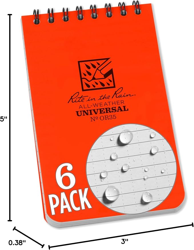 Rite in the Rain Weatherproof Top Spiral Notebook, Universal Pattern, 6 Pack - Image 11