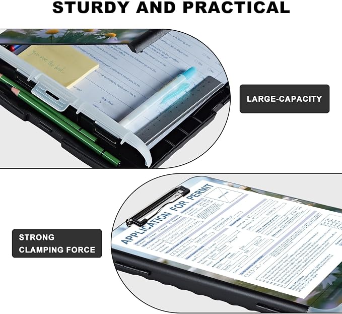 Clipboard with Storage, Heavy Duty Plastic Storage Clipboard with Low Profile - Image 3