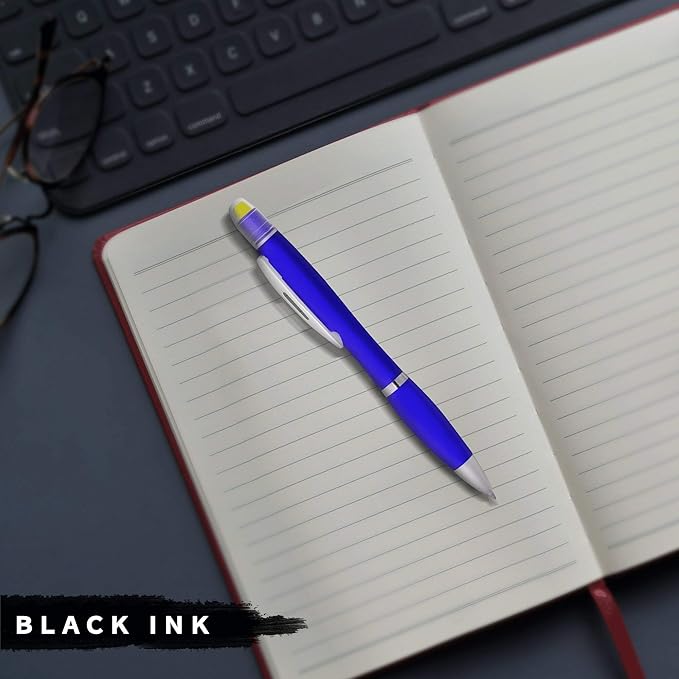 DISCOUNT PROMOS 10 Marathon Gel Highlighter Pens Pack - Twist Mechanism, Ballpoint - Blue-DeskLoop Office