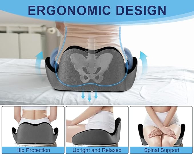 Premium Orthopedic Seat Cushion,X Large Breathable Office Chair Cushion - Enhanced Hip & Tailbone Support,Pressure Relief Sciatica & Leg Relief Let 8+ Hour Sitting Comfort, for Office/Game/Wheelchair-DeskLoop Office