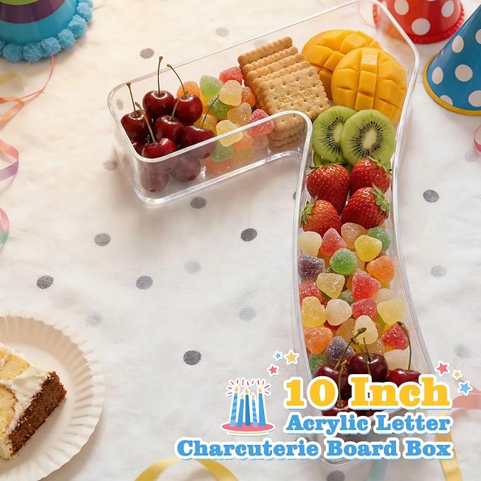 Ledido 10’’ Acrylic Number Charcuterie Board Box, Reusable Fillable Serving Tray - Image 2