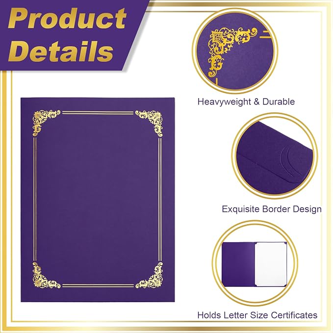 Fainne 120 Pack Certificate Holders Bulk, Diploma Covers Gold Foil Border - Image 4