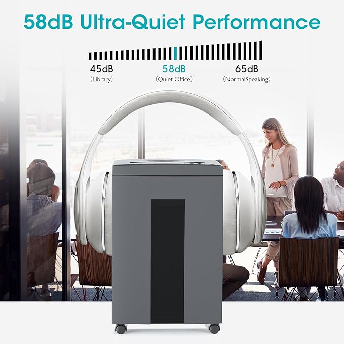 WOLVERINE 18-Sheet Shredders for Home Office Heavy Duty P-4 Security Level Crosscut Paper Shredder Paper/CD/Card Ultra Quiet Paper Shredder for Home with 6 Gallons Pullout Waste Bin SD9113(Grey ETL)-DeskLoop Office