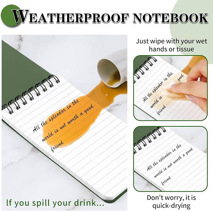 COIDEA Waterproof Notebook, 4 Pack Top-Spiral Pocket Notepad, Police Pocket - Image 4