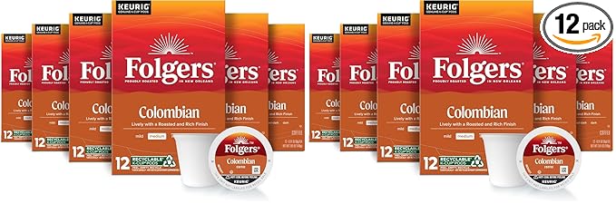 Folgers Colombian Medium Roast Coffee, 72 Keurig K-Cup Pods (Pack of 2)-DeskLoop Office