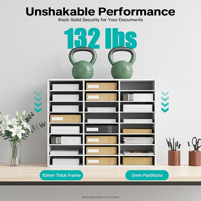 Literature Organizer, Desktop File Sorter Mail Center, Paper Storage Cabinet - Image 6