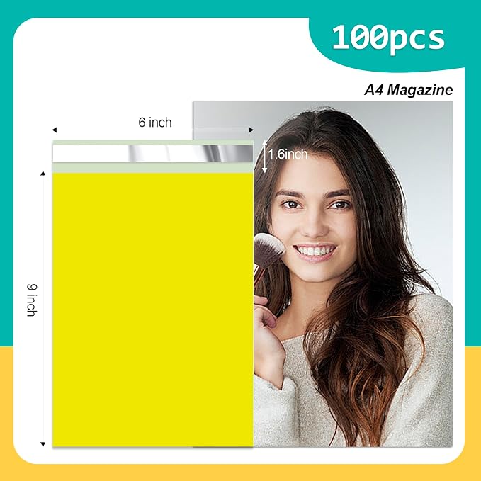 Poly Mailers 6x9 Inch 100 Pcs, Tear Resistant and Waterproof Mailing Envelopes - Image 2