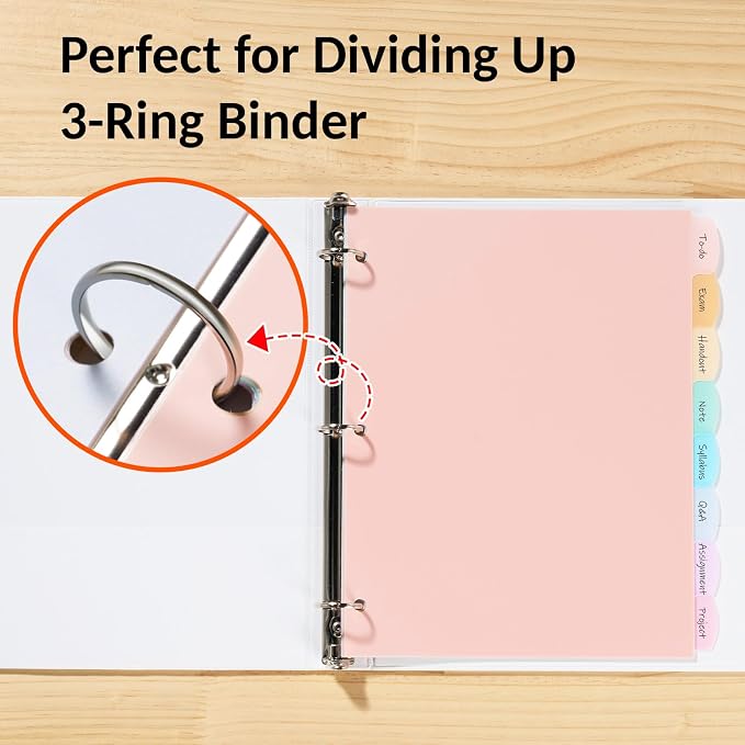 Sooez 8 Tabs Long-Lasting Plastic Write & Erase Large Tabs Dividers - Image 6