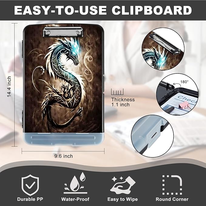 Clipboard with Storage, Heavy Duty Plastic Storage Clipboard with Low Profile - Image 3