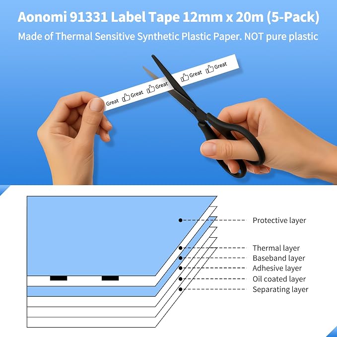 5x Replace for Dymo Letratag Refills White Plastic 12mm 91331 Compatible - Image 2