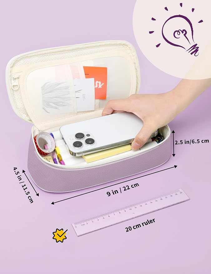 SUNEE Cute Pencil Case, Aesthetic Pen Pouch, Colored Large Pencil Bag - Image 4