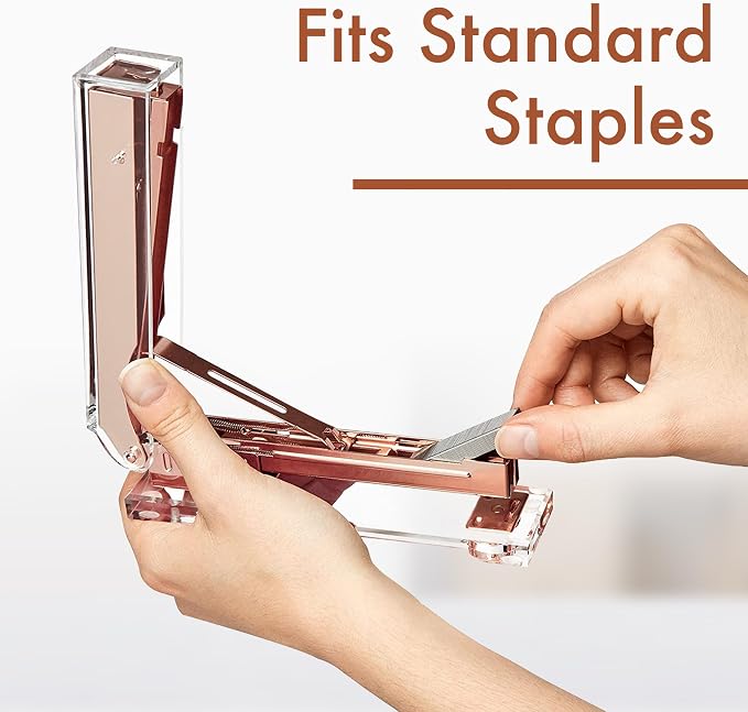 OfficeGoods Acrylic Stapler – Aesthetic & Durable Rose Gold Desk Staple - Image 3