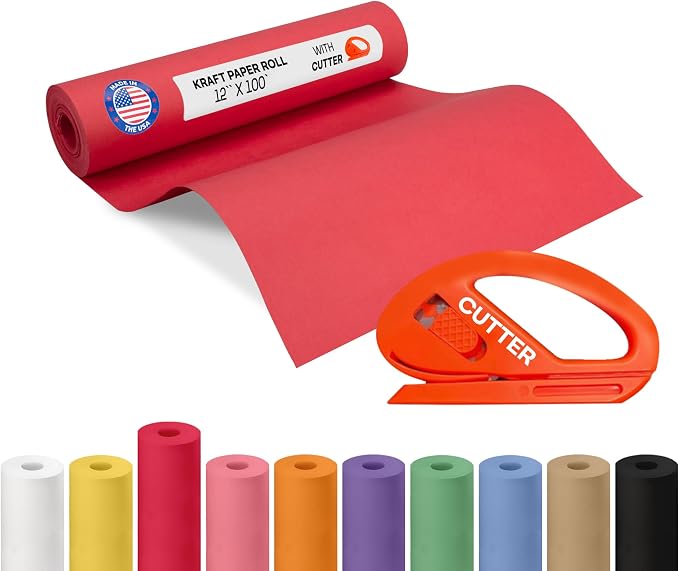 Christmas Red Kraft Paper Roll 12" x 1200" by IDLPackaging