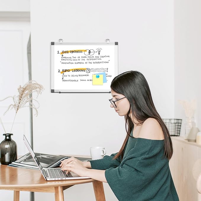 WALGLASS Double-Sided White Board, Hanging Mounted Whiteboard Silver Aluminium - Image 7