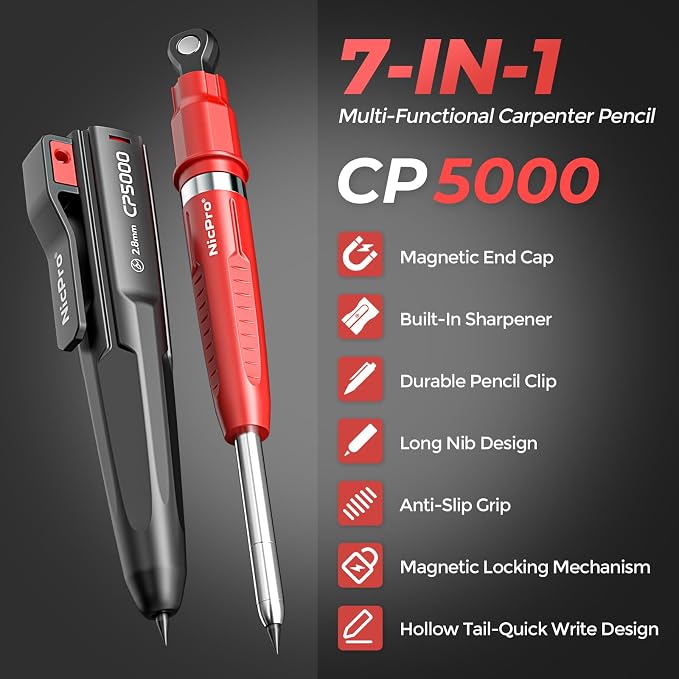 Nicpro 7-in-1 CP5000 Magnetic Carpenter Pencils - Image 2