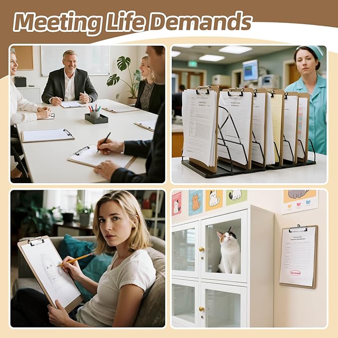 HappyHapi 20 Pack Clipboard 8.5 x 11 Letter Size Clip Boards Bulk, A4 Wooden - Image 6