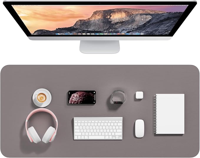 Desk Pad, 35.5" x 17" PU Leather Mat, XXL Extended Mouse Waterproof Blotter by Hsurbtra