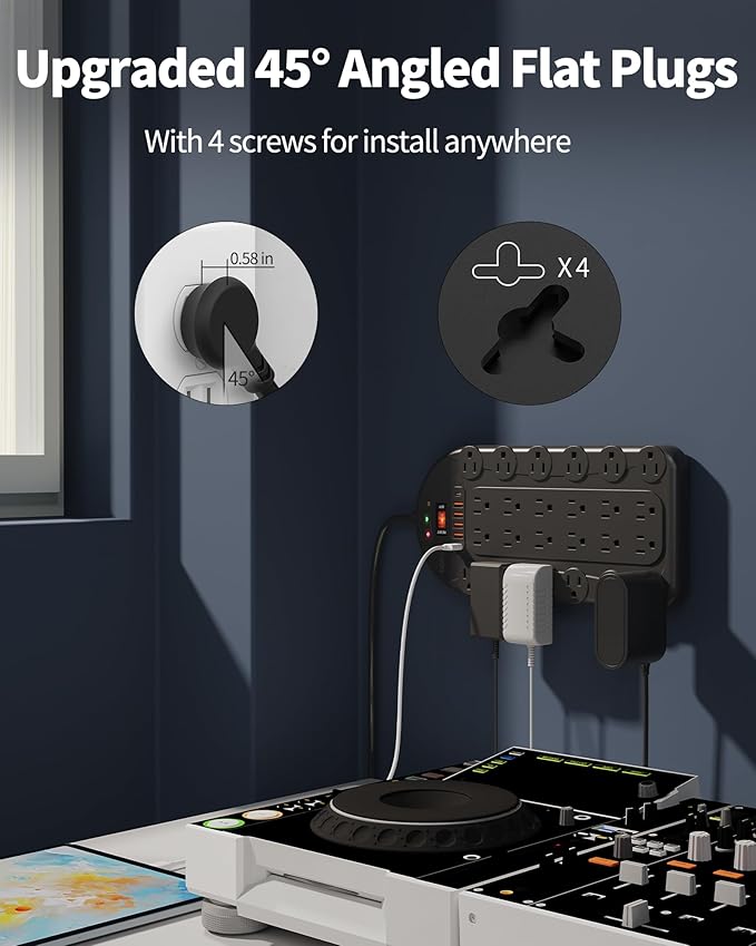 20 Ft Power Strip Surge Protector (3,400 Joules), DEPOW 24 AC Multiple Outlets (1875W/15A) with 6 USBs (2 USB-C Ports), ETL Listed, Flat Plug Heavy Duty Long Extension Cord for Home, Office, Black-DeskLoop Office