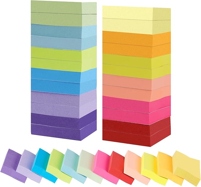 Agoer 2400 pcs Small Sticky Notes, 2 x 1.5 Colored Notes Pads, 24 Pack Bright by Agoer
