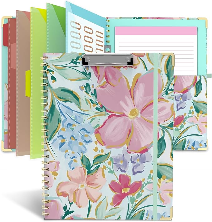 Clipboard Folio with Storage 8.5 X 11 Padfolio Notebook, Clipboards with by TELOENCE