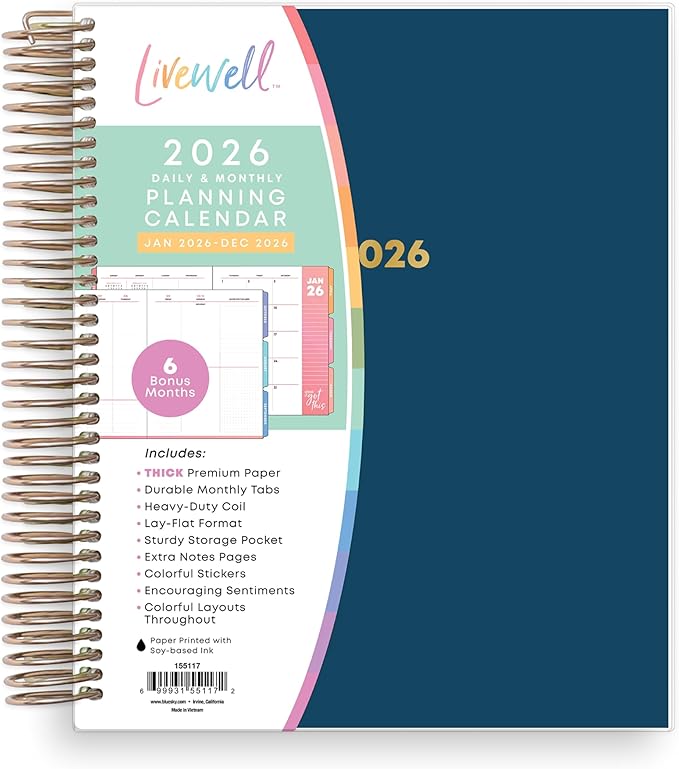 Blue Sky Livewell 2026 Daily and Monthly Planner Calendar, January 2026 by BlueSky