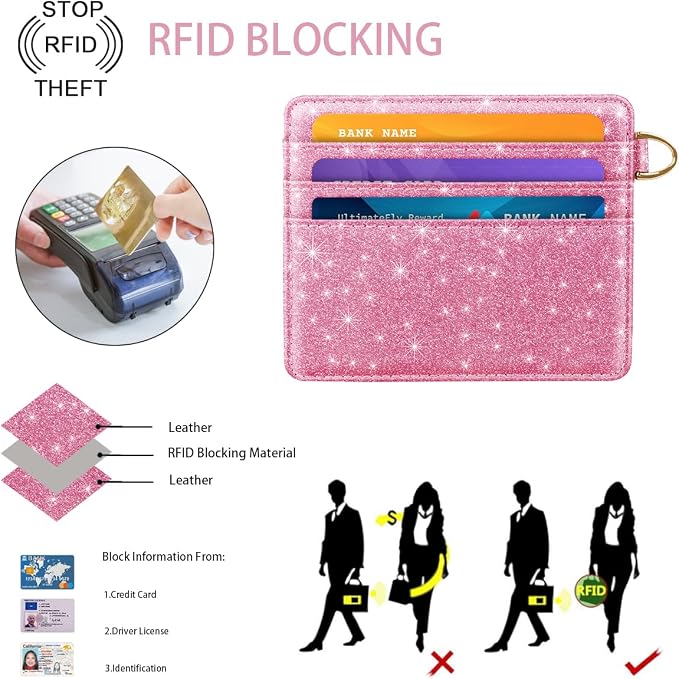 Slim Minimalist Front Pocket RFID Blocking Credit Card Holder Small Wallet Cute - Image 4