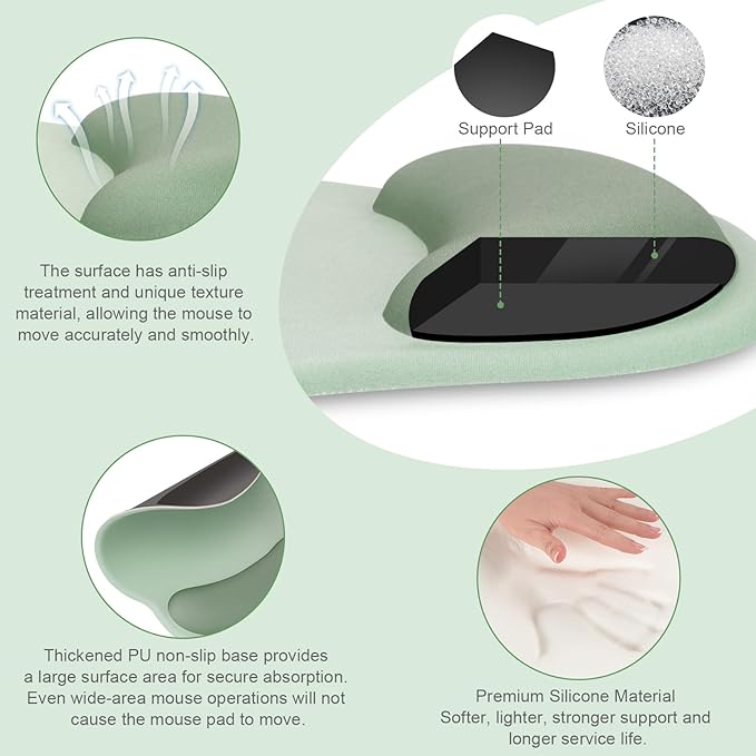 MOSISO Wrist Rest Support for Mouse Pad&Keyboard Set, Circle Curved Ergonomic - Image 2