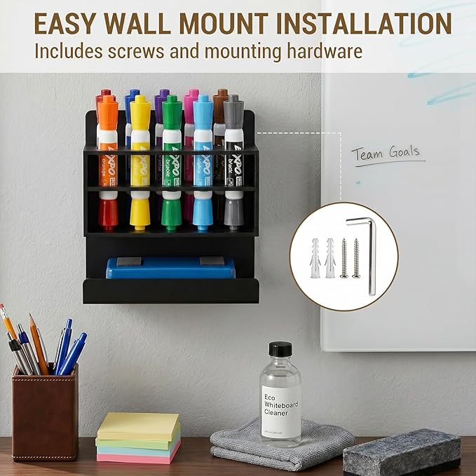 MyGift Dry Erase Marker Holder 10 Slots Whiteboard Marker Holder - Image 4