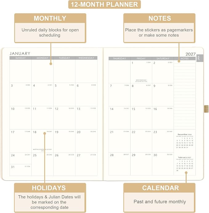 2027 Planner - JAN 2027 - DEC 2027, Planner 2027, Weekly and Monthly Planners - Image 3