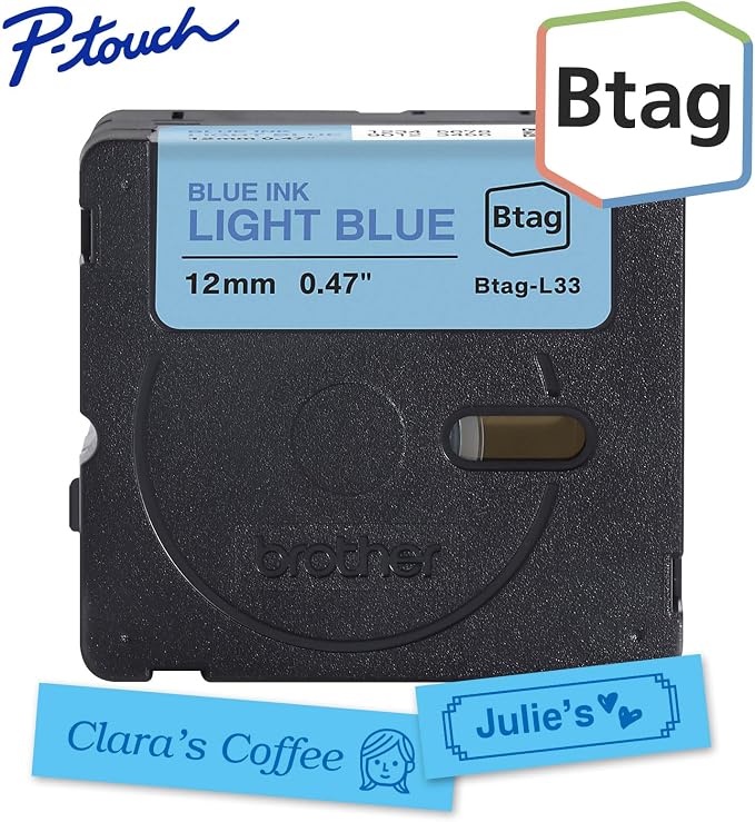 Brother Genuine P-Touch Btag BTAGL33 Blue on Light Blue Label Tape ~1/2in by - Image 2
