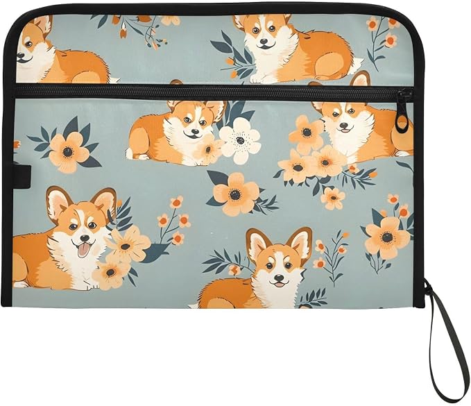 Expanding File Folder Corgi Flower Cute Accordion File Organizer 13 Pockets - Image 7