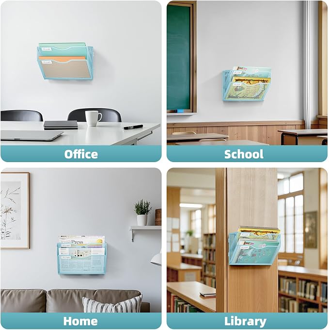Marbrasse Wall File Holder 2-Tier Hanging Wall File Organizer, Mesh Mail Holder - Image 7
