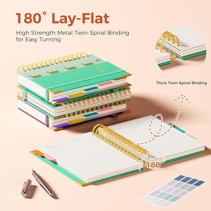 XYark A5 Hardcover Spiral Notebook, 6.3"x8.5" College Ruled Notebooks - Image 3