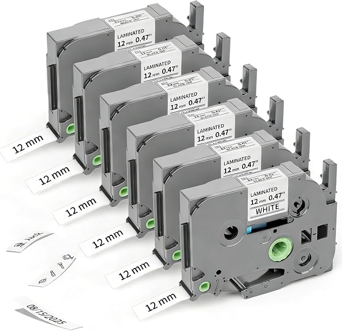 Tze TZ Tape 12mm 0.47 Laminated White Replace by AirmallTec