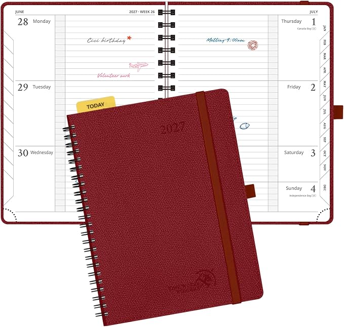 POPRUN 2027 Planner, 6.75" x 8.75" Weekly Calendar Book, Daily Appiontment Book by POPRUN