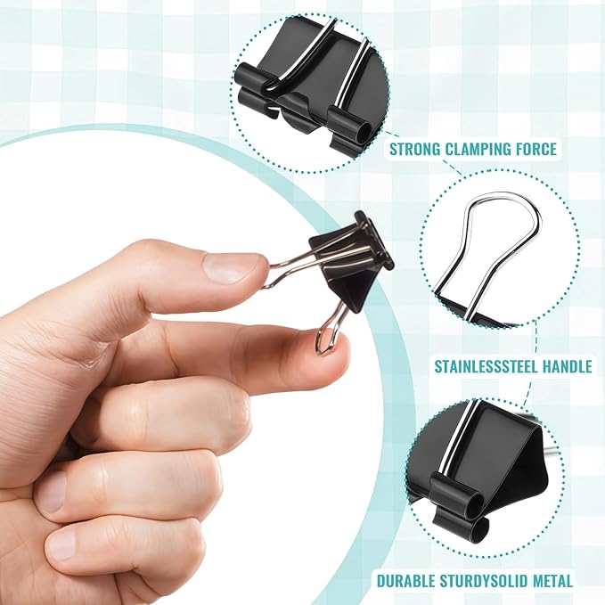 110PCS Black Binder Clips Assorted Sizes, 4 Sizes Large Medium Small Mini Paper - Image 5