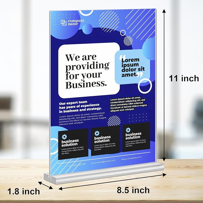 Acrylic Sign Holder 8.5 x 11, 10 Pack Clear Sign Holder Double Sided Table Menu - Image 3