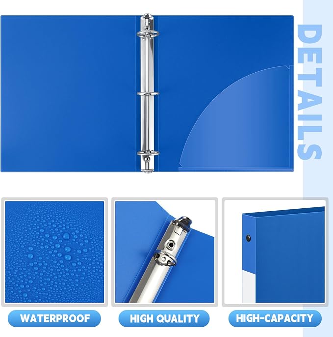 Henoyso 8 Pcs 3 Ring Binder 0.5 Inch Round Fits Letter Size 8.5'' x 11'' Paper - Image 4
