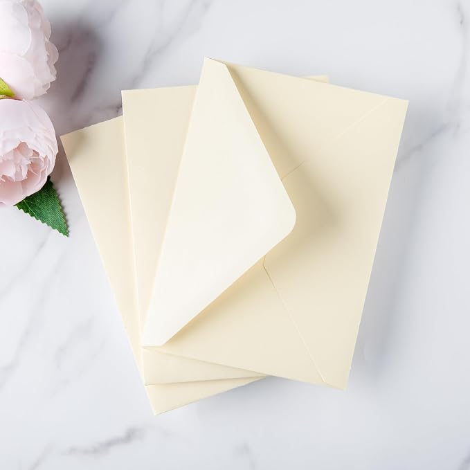 PONATIA 50 Pack A1 Envelopes, 3.62 x 5.12'' Cream Envelopes Perfect - Image 4
