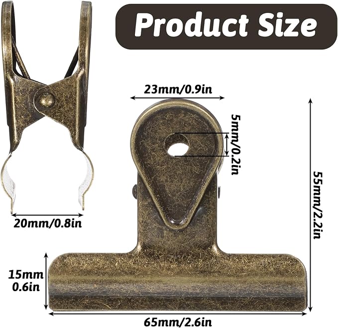 4PCS Bulldog Clips Brass Bulldog Clips Multi-Purpose Binder Food Bag Clamps Big - Image 2