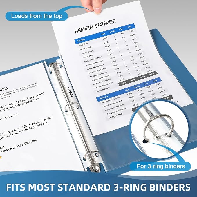 500 Pack Sheet Protectors, Top Loading Reinforced 3-Hole Page | Protectors - Image 4