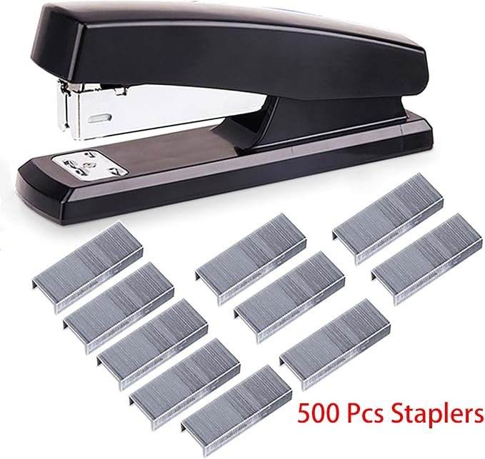 Desktop Staples, 4.8 Inch Labor Saving Black Stapler - Image 2
