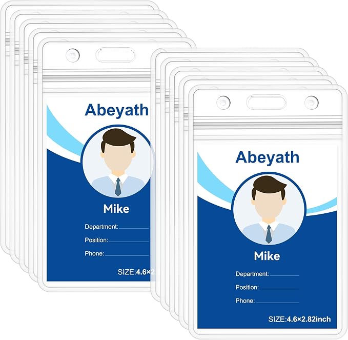 ABEYATH 20 Pack Extra Thick ID Card Name Badge Holder Heavy Duty Waterproof by Abeyath