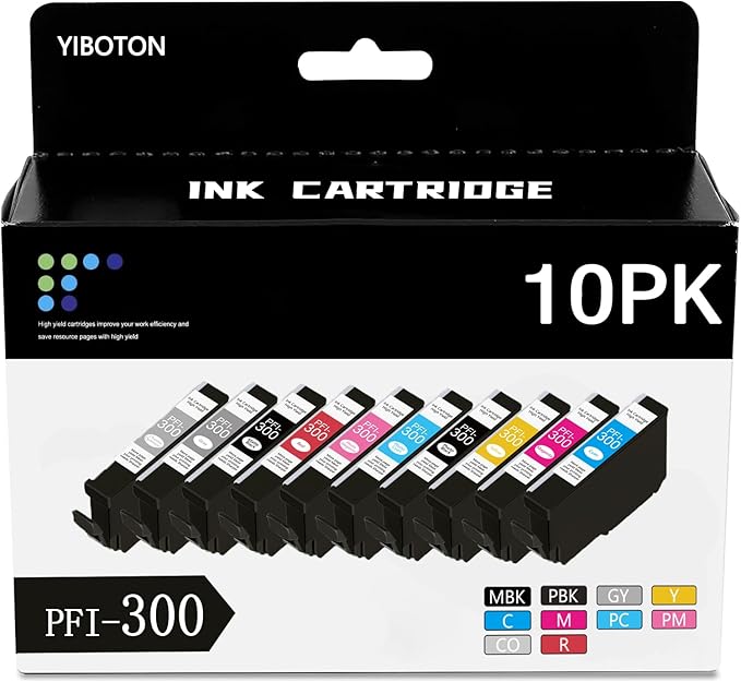 High Yield PFI-300 PFI300 Ink Cartridge Compatible for PRO-300 Professional Photographic Inkjet Printer,10 Packs-DeskLoop Office