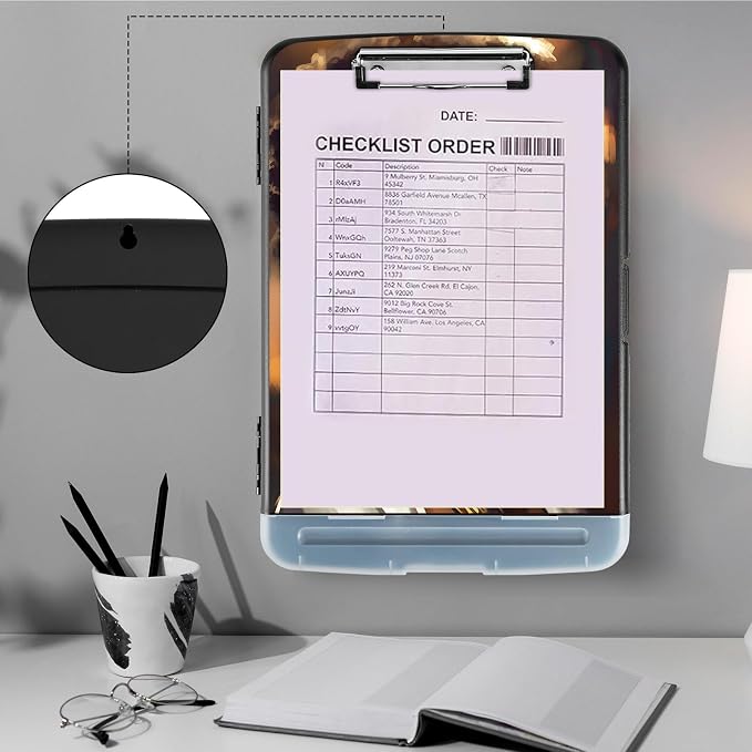 Clipboard with Storage, Heavy Duty Plastic Storage Clipboard with Low Profile - Image 4