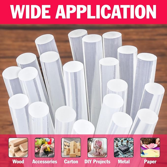 200 PCS Mini Hot Glue Sticks, 8" Long x 0.27" Diameter Glue Sticks for Glue Gun, Perfect Fit for Mini Glue Guns, Widely Used in Wood, Metal, Glass, Plastic, Floral, Fabric, and More-DeskLoop Office