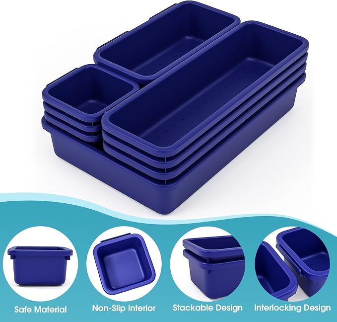 10 PCS Drawer Organizer Set, 4 Size Makeup Drawer Divider Organizer - Image 3