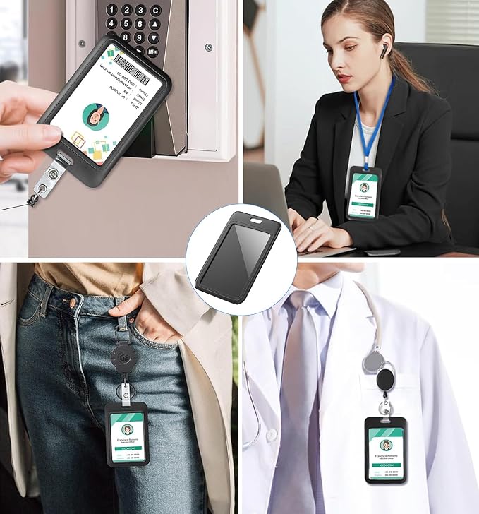 15 Pack Sliding ID Badge Holder Vertical Hard Plastic Card Case Protector Pouch - Image 7