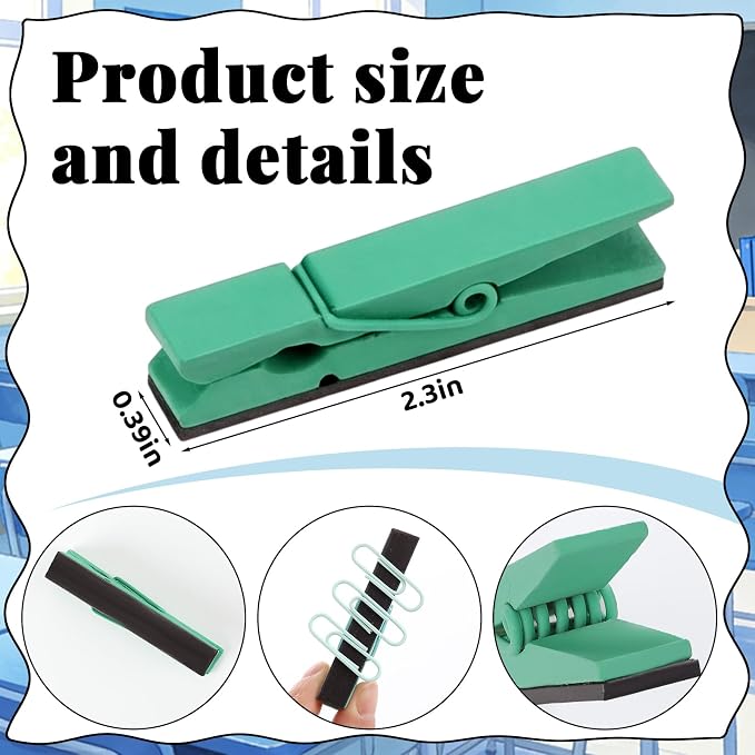 Ctosree 48 Pcs Classroom Magnetic Wooden Clips - Image 2